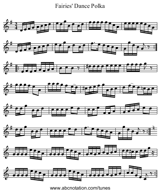 Fairies' Dance Polka - staff notation