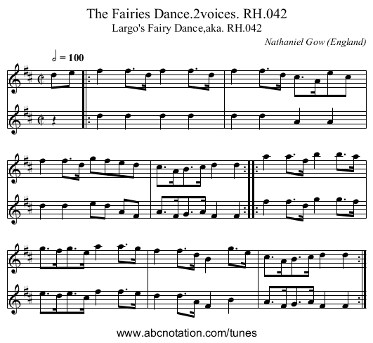 Fairies Dance.2voices. RH.042, The - staff notation