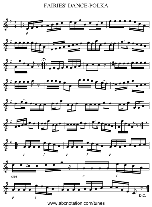 FAIRIES' DANCE-POLKA - staff notation