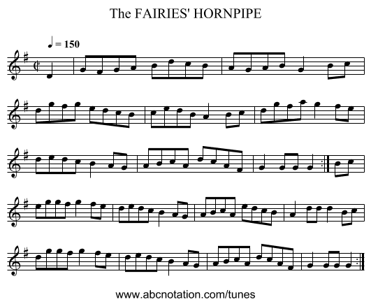 FAIRIES' HORNPIPE, The - staff notation