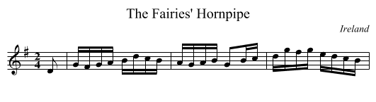 Fairies' Hornpipe, The  - staff notation