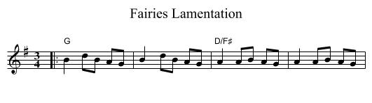 Fairies Lamentation - staff notation