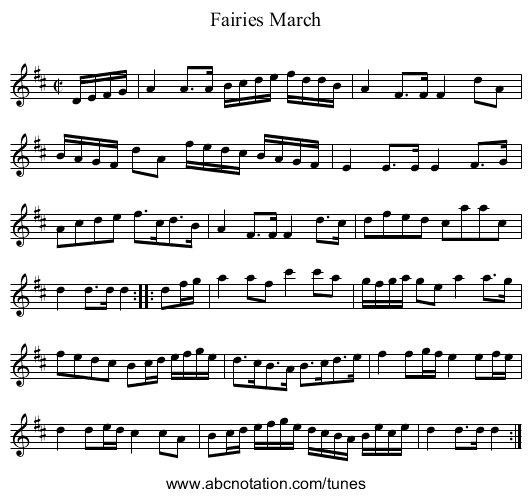 Fairies March - staff notation