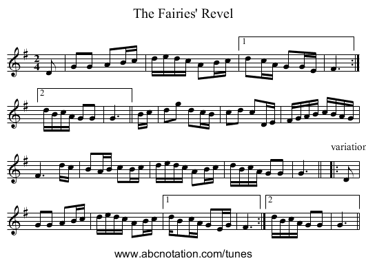 Fairies' Revel, The - staff notation