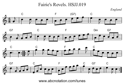 Fairie's Revels. HSJJ.019 - staff notation