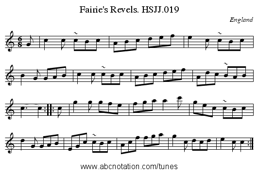 Fairie's Revels. HSJJ.019 - staff notation