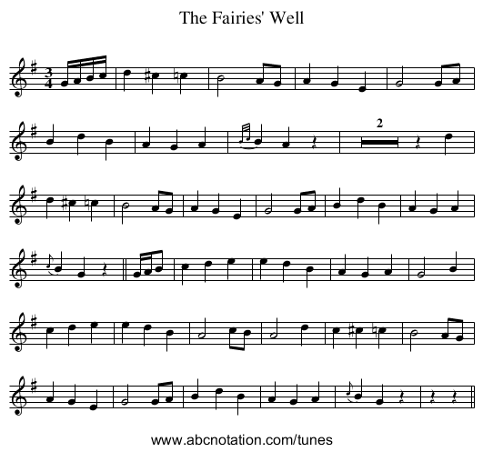 Fairies' Well, The - staff notation