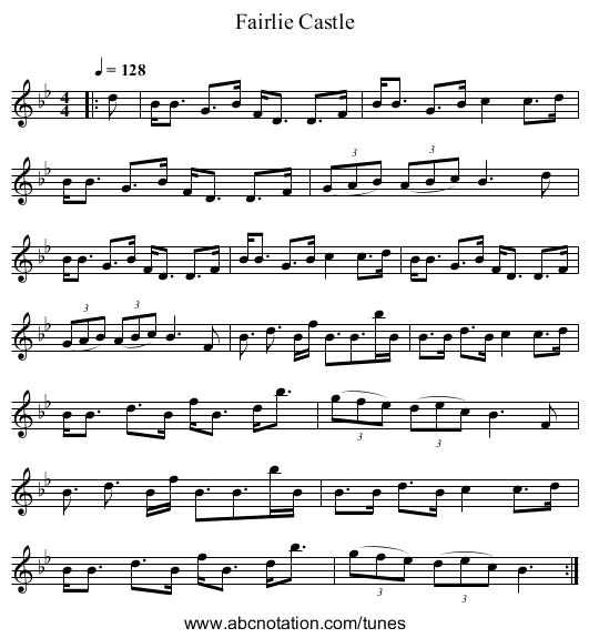 Fairlie Castle - staff notation