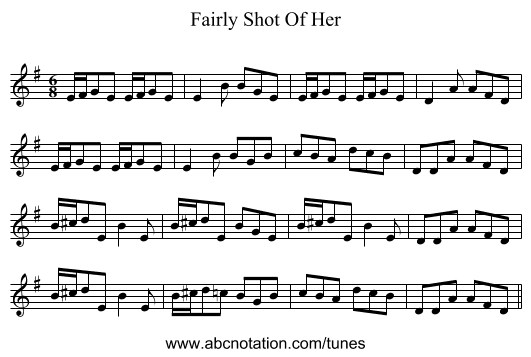Fairly Shot Of Her - staff notation