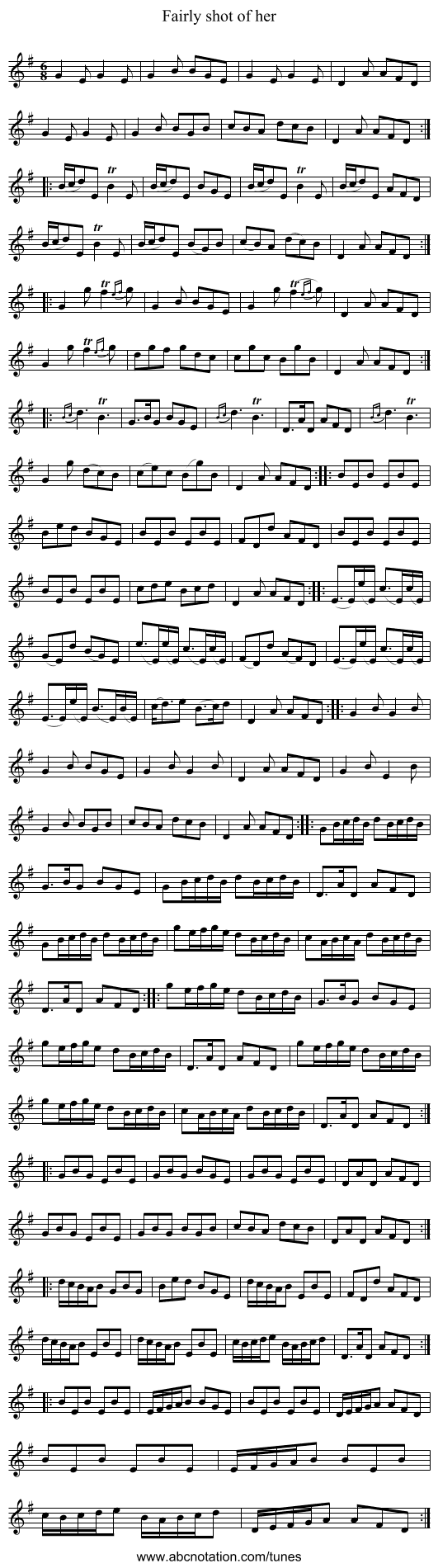 Fairly shot of her - staff notation