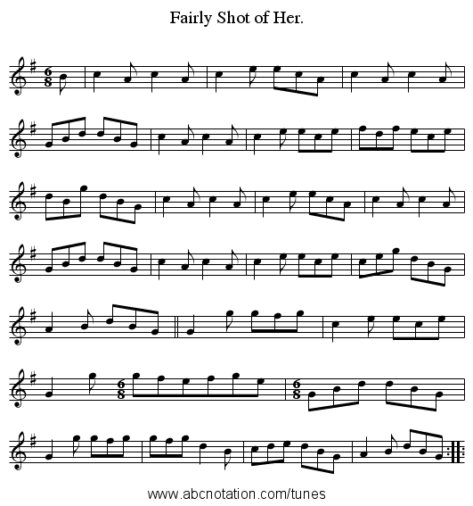 Fairly Shot of Her. - staff notation