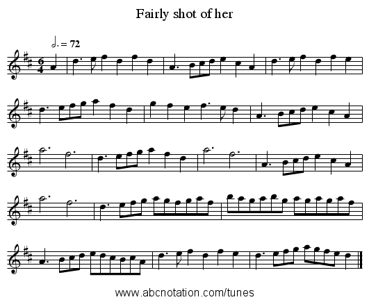 Fairly shot of her - staff notation