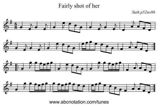 Fairly shot of her - staff notation