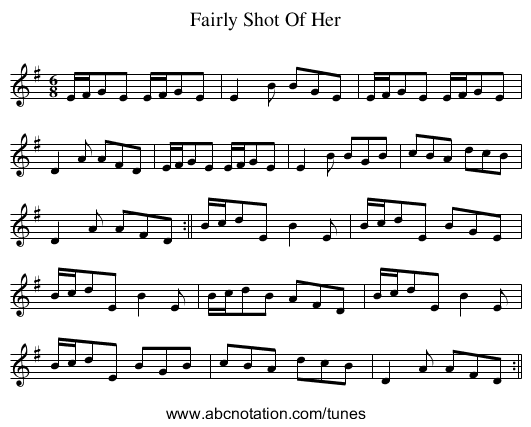 Fairly Shot Of Her - staff notation