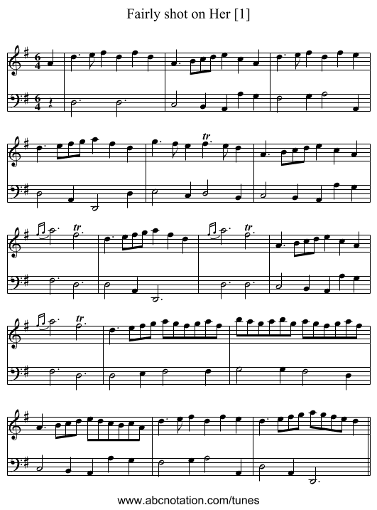 Fairly shot on Her [1] - staff notation