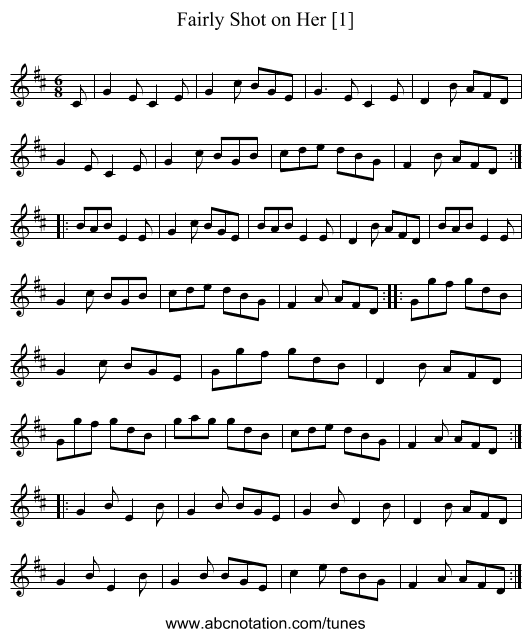 Fairly Shot on Her [1] - staff notation