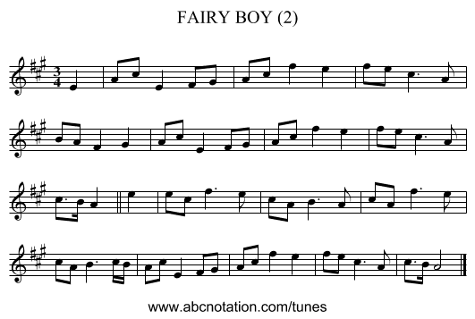 FAIRY BOY (2) - staff notation