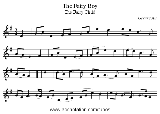Fairy Boy, The - staff notation