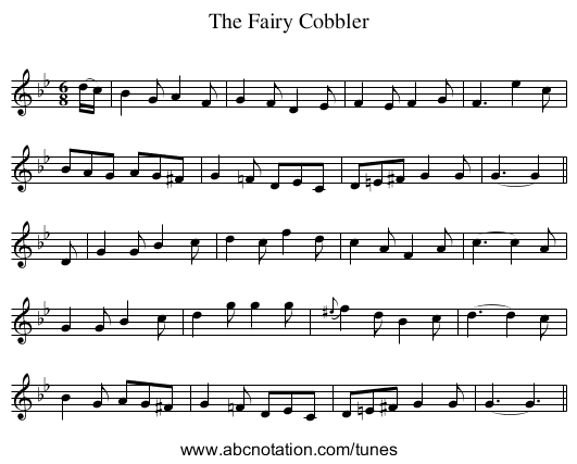 Fairy Cobbler, The - staff notation