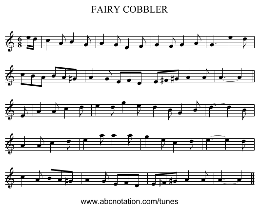 FAIRY COBBLER - staff notation