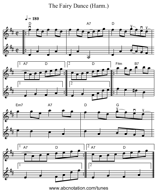 Fairy Dance (Harm.), The - staff notation
