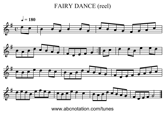 FAIRY DANCE (reel) - staff notation