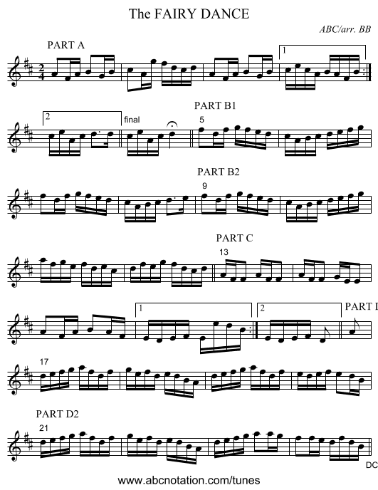FAIRY DANCE, The - staff notation