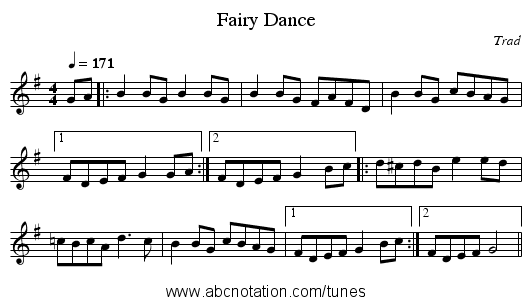 Fairy Dance - staff notation