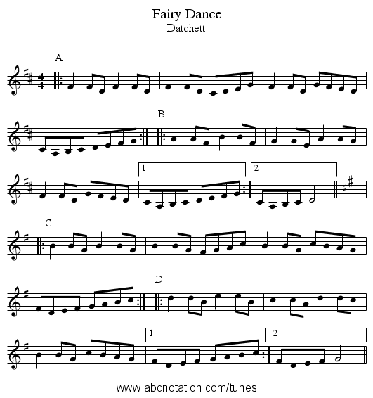 Fairy Dance - staff notation