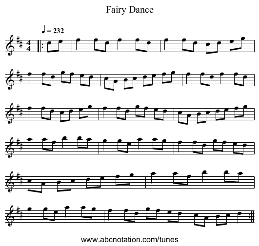 Fairy Dance - staff notation