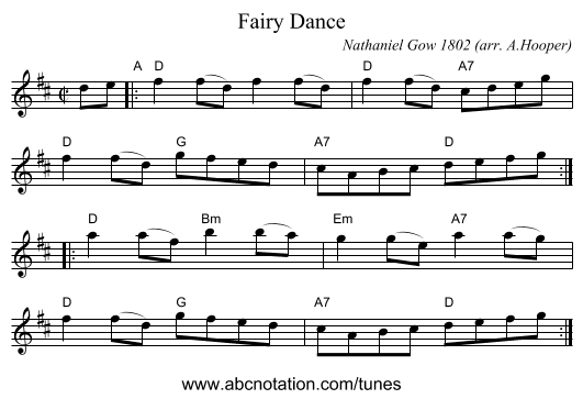 Fairy Dance - staff notation