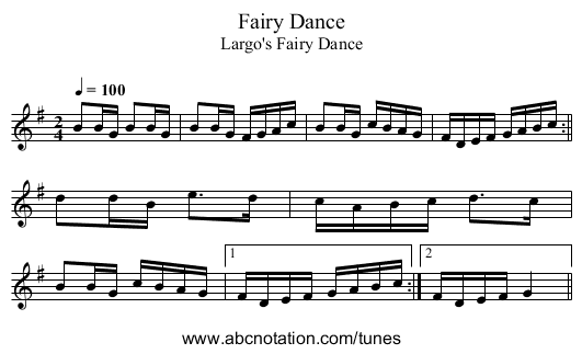 Fairy Dance - staff notation
