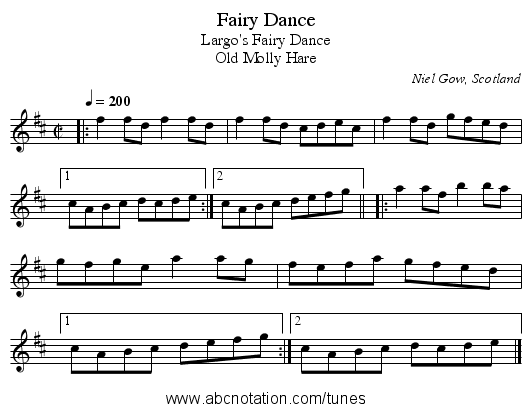 Fairy Dance - staff notation