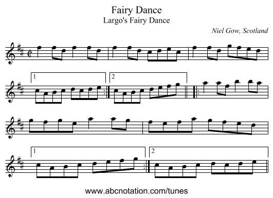 Fairy Dance - staff notation