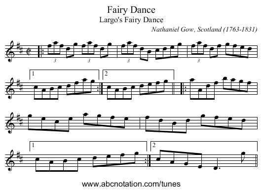 Fairy Dance - staff notation