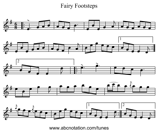 Fairy Footsteps - staff notation