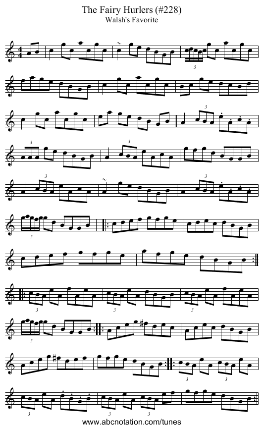 Fairy Hurlers (#228), The - staff notation