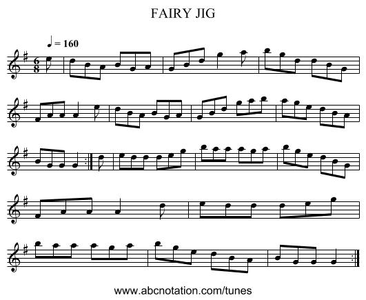 FAIRY JIG - staff notation