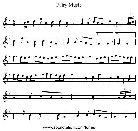 Fairy Music - staff notation