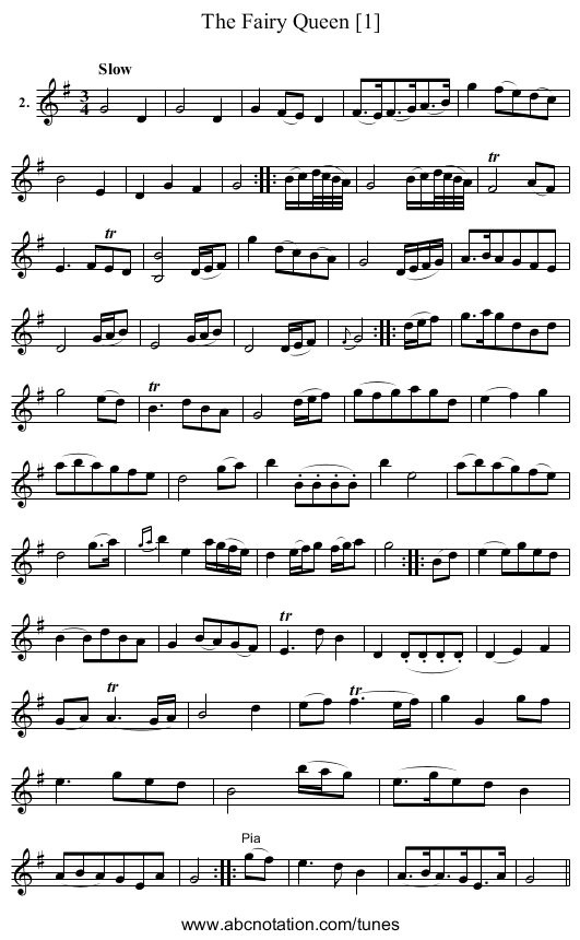 Fairy Queen [1], The - staff notation