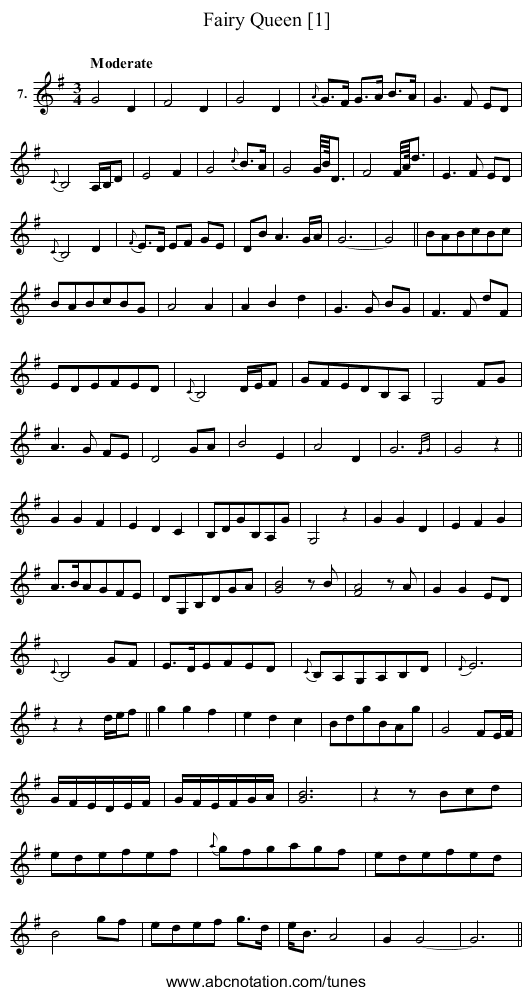 Fairy Queen [1] - staff notation