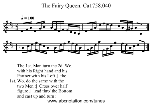 Fairy Queen. Ca1758.040, The - staff notation