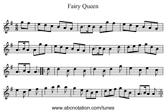 Fairy Queen - staff notation