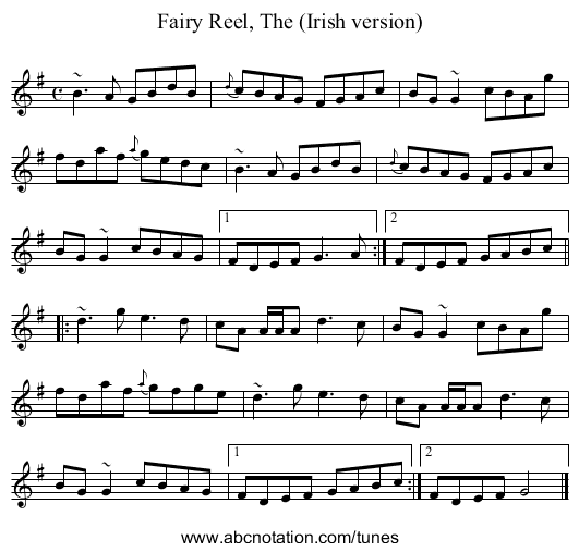 Fairy Reel, The (Irish version) - staff notation