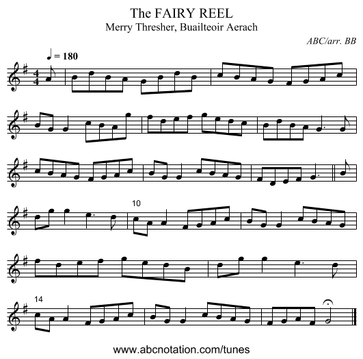 FAIRY REEL, The - staff notation