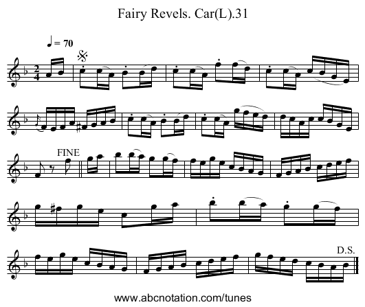 Fairy Revels. Car(L).31 - staff notation