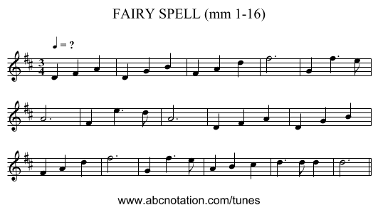 FAIRY SPELL (mm 1-16) - staff notation