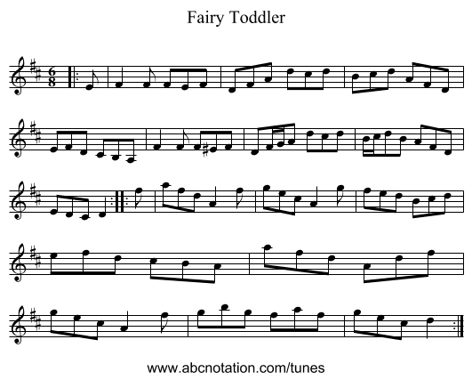 Fairy Toddler - staff notation