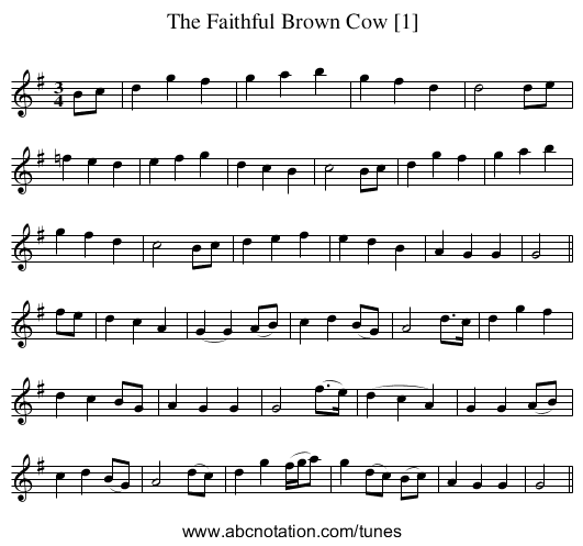 Faithful Brown Cow [1], The - staff notation