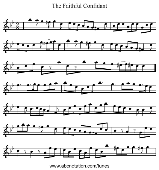 Faithful Confidant, The - staff notation